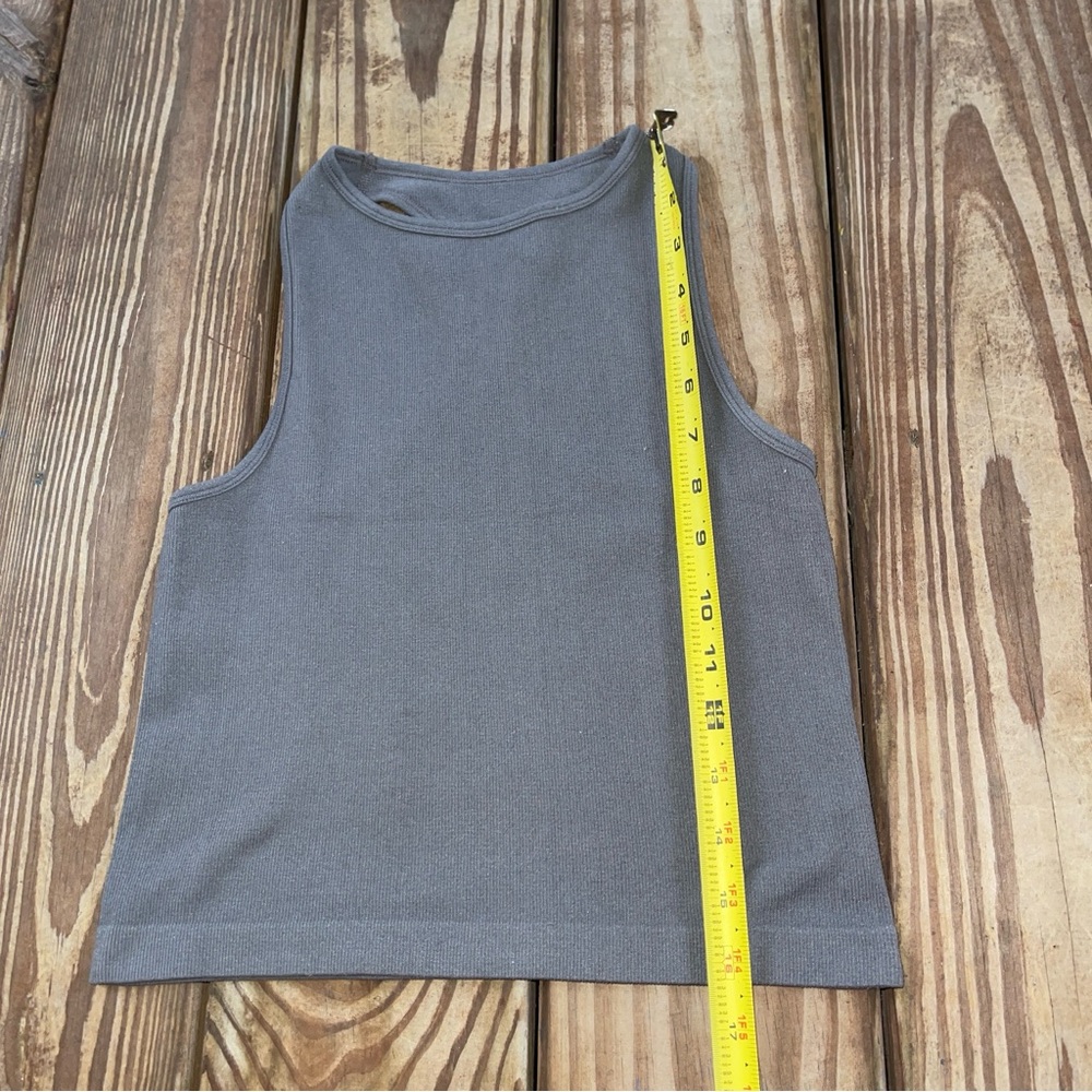 Free People Intimately Gray Ribbed High Neck Racerback Tank Size S - Picture 2 of 5